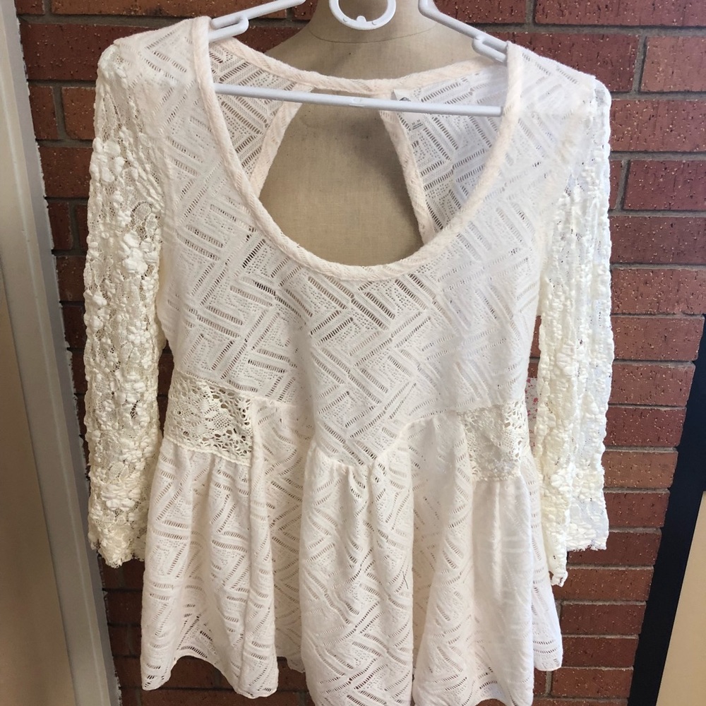 Free people white winter blouse